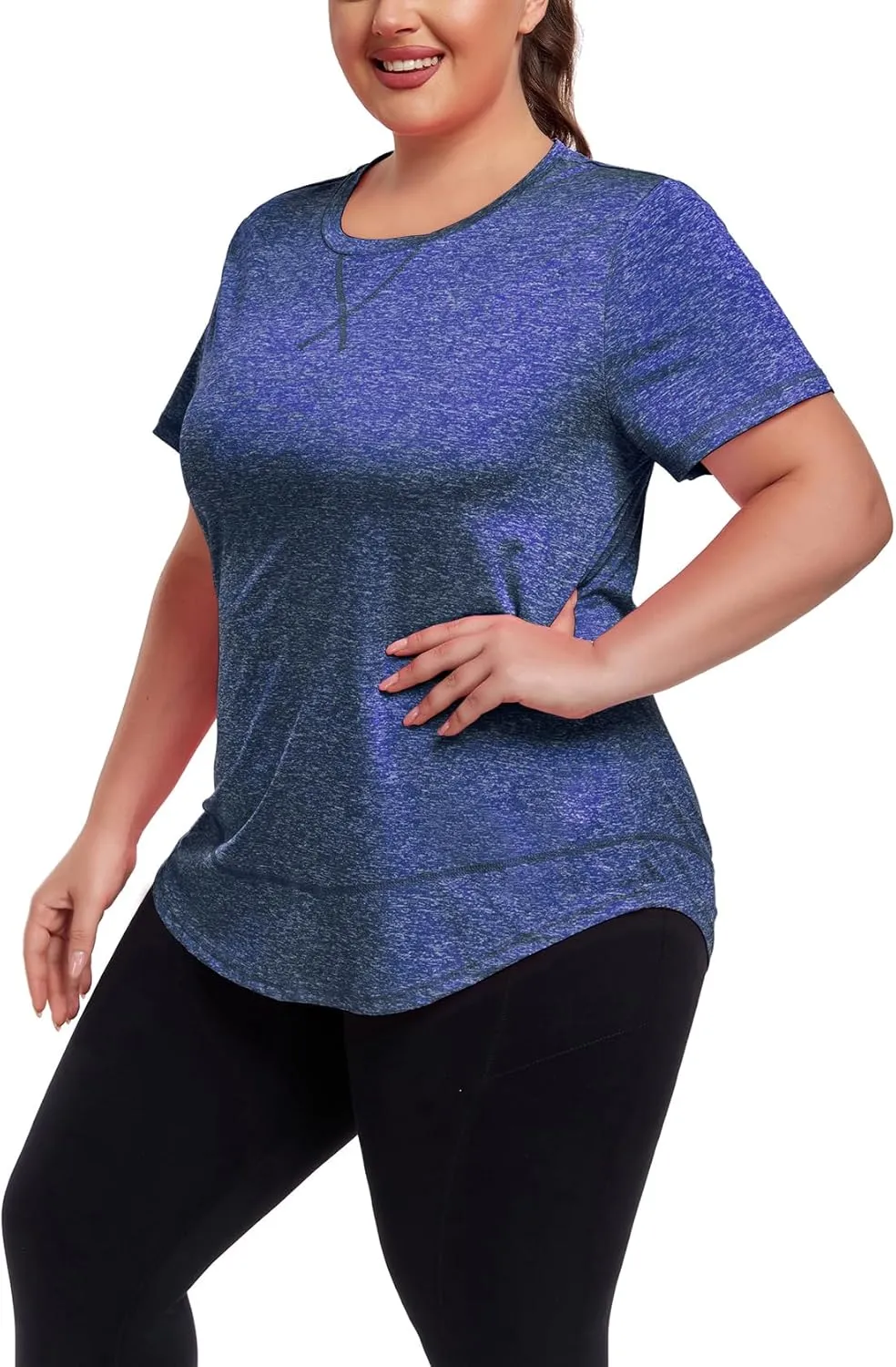 Women's Plus Size Workout Tops Short Sleeve Loose fit Shirts Athletic Gym Yoga Clothing