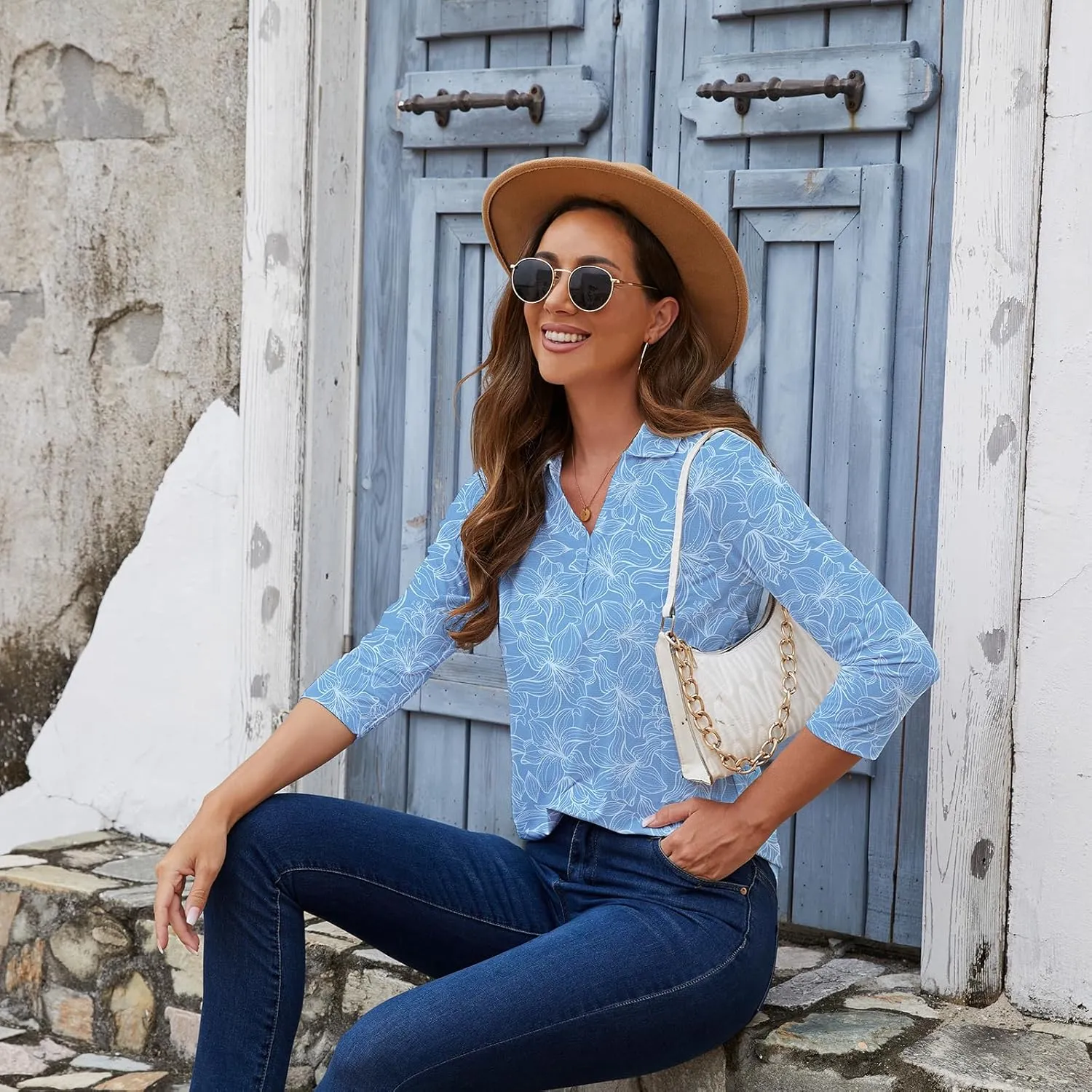 Women's Polo Shirt 3/4 Long Sleeve Golf Quick Dry T Shirts UPF 50  Athletic Casual Work Shirts Tops for Women