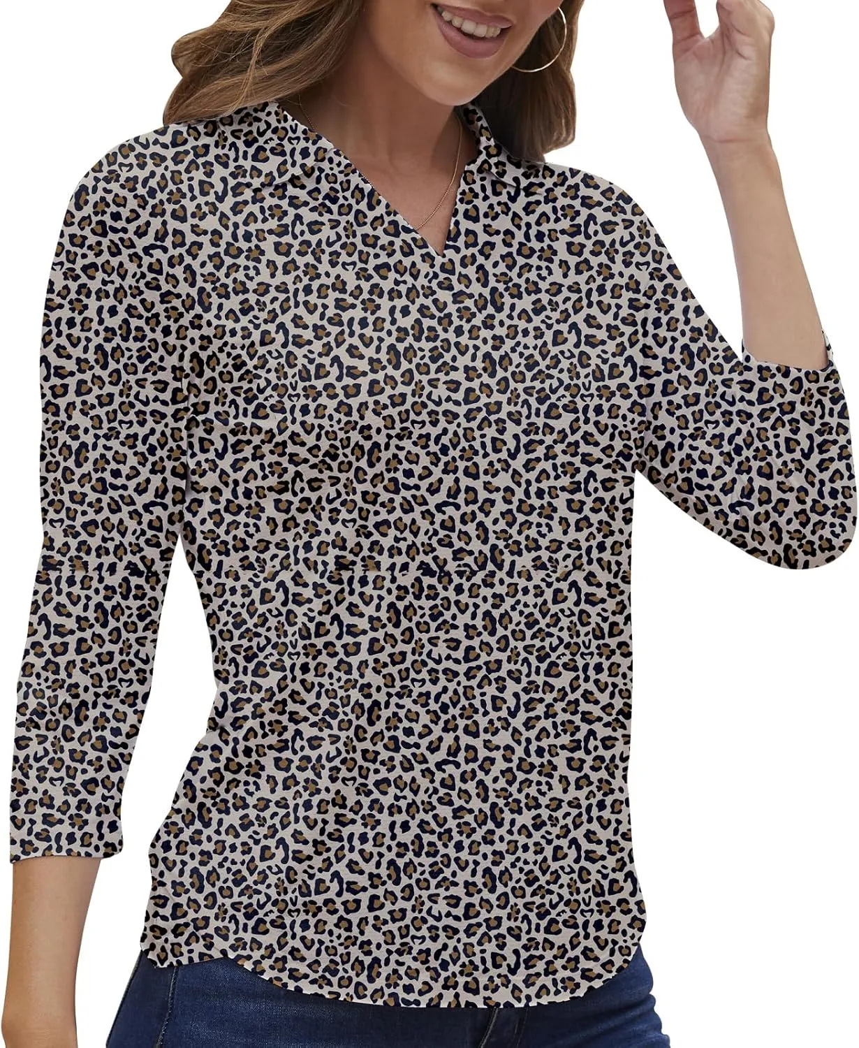 Women's Polo Shirt 3/4 Long Sleeve Golf Quick Dry T Shirts UPF 50  Athletic Casual Work Shirts Tops for Women