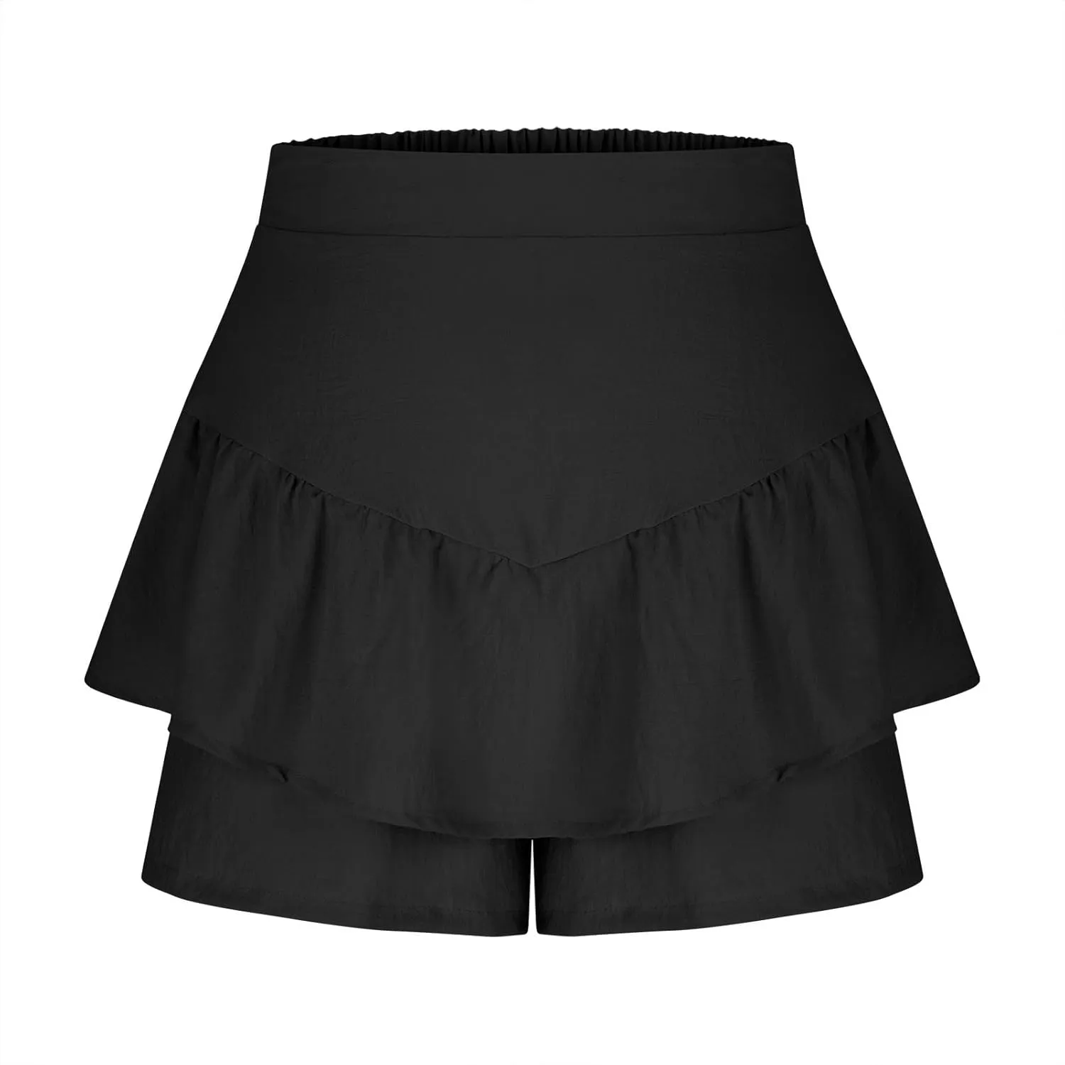 Womens Ruffle Skorts Casual Trendy High Waisted Skirts Inner Shorts Summer Solid Pleated Short Pants Lounge Clothes