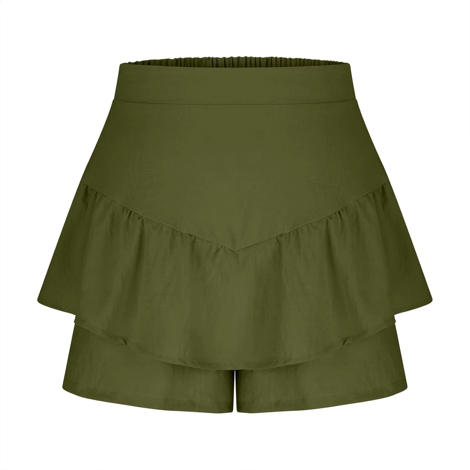 Womens Ruffle Skorts Casual Trendy High Waisted Skirts Inner Shorts Summer Solid Pleated Short Pants Lounge Clothes
