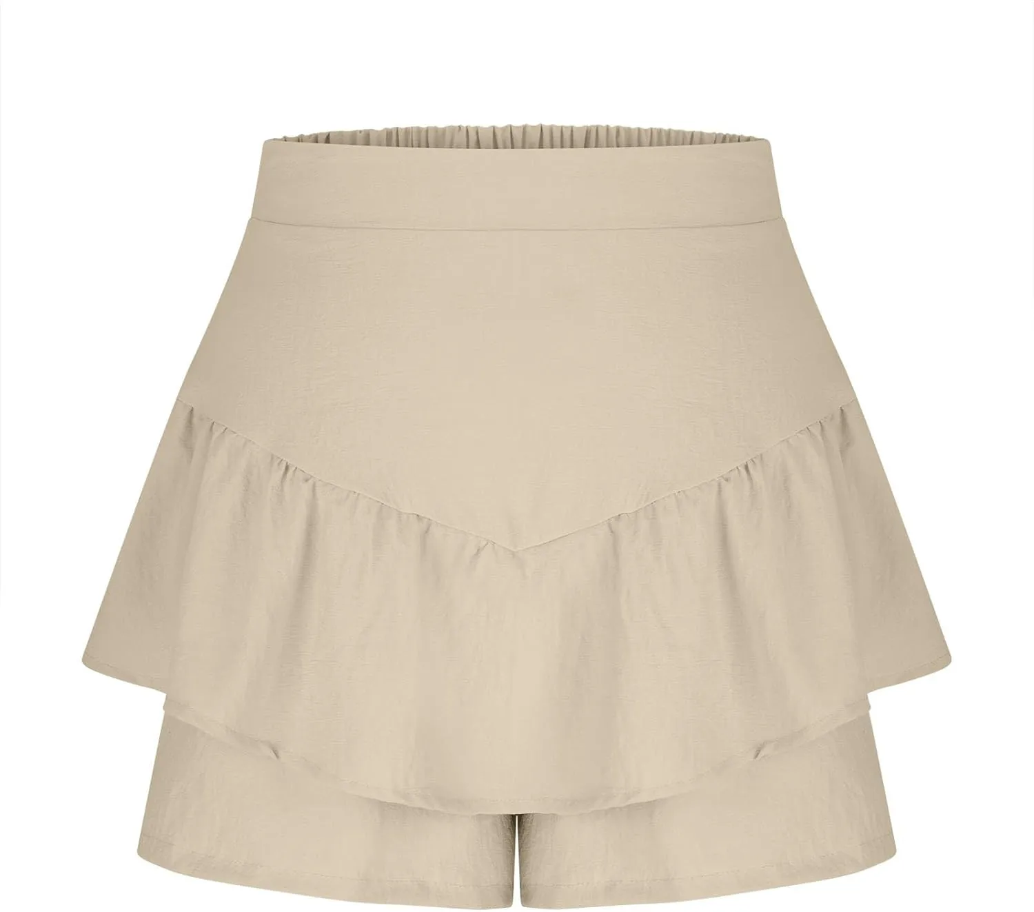Womens Ruffle Skorts Casual Trendy High Waisted Skirts Inner Shorts Summer Solid Pleated Short Pants Lounge Clothes