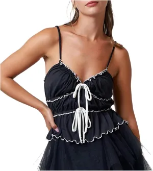 Womens Sexy Lace Camisole Tank Tops Y2k Slim Fit Corset Going Out Streetwear Ruffle Hem Spaghetti Strap Cami Tops