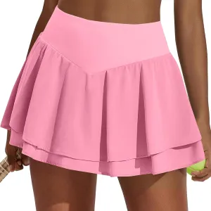 Womens Skorts Dressy Casual Women's Skorts with Pockets Plus Size High Waisted Tennis Skirt with Shorts Underneath