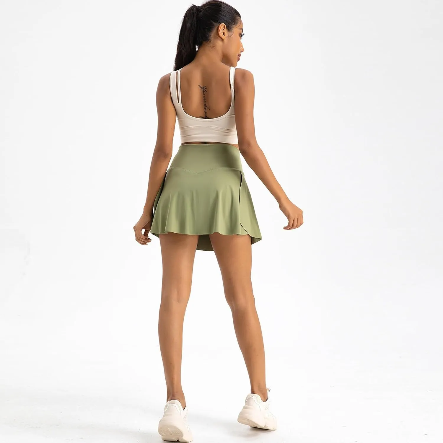 Womens Skorts Dressy Casual Women's Skorts with Pockets Plus Size High Waisted Tennis Skirt with Shorts Underneath