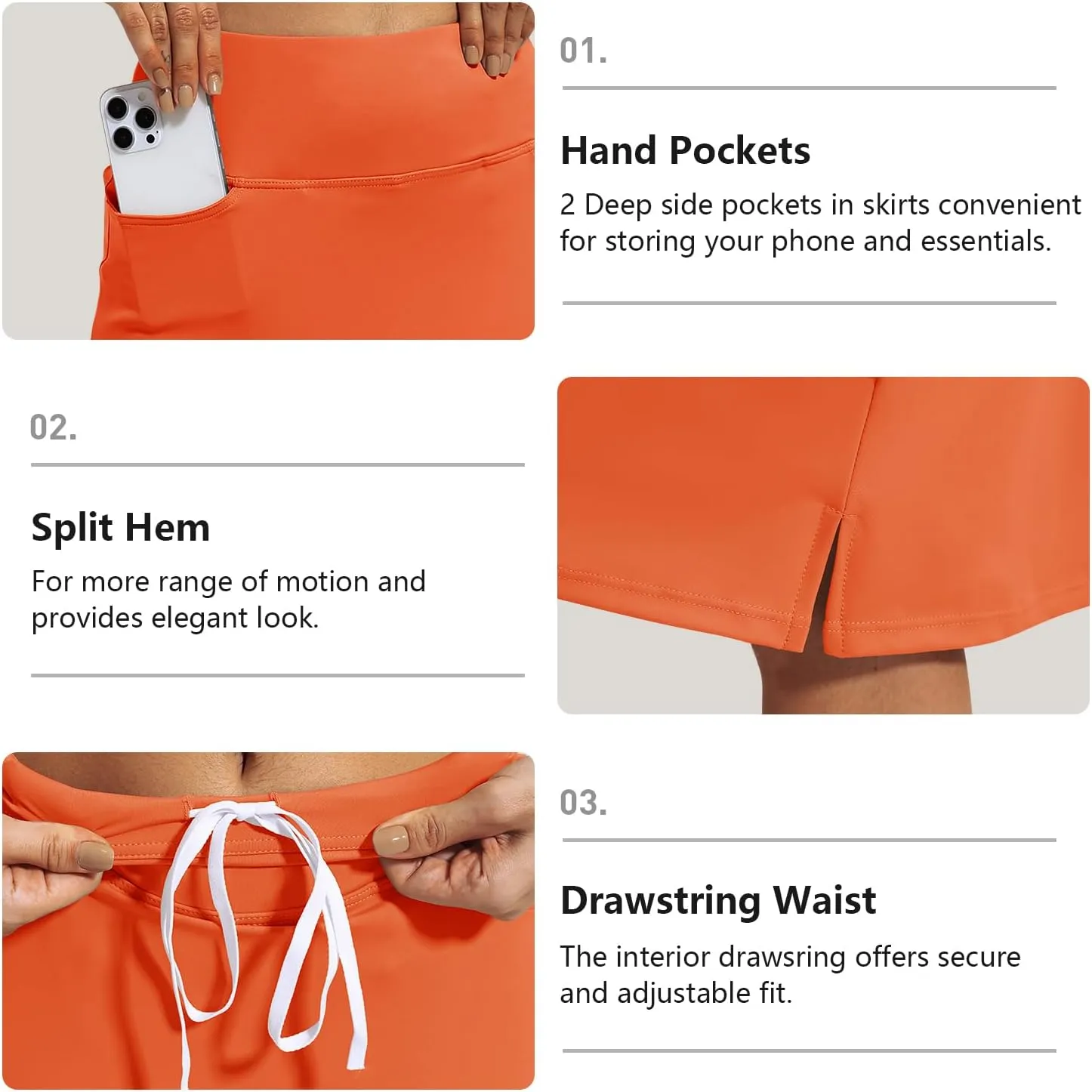 Womens Skorts Modest Knee Length Skirts Athletic Midi Active Running Skirt