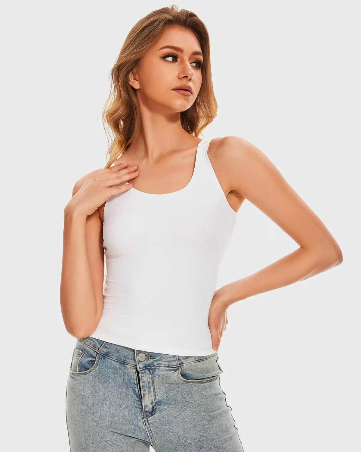 Women's Square Neck Tank Top Y2K Sleeveless Double Lined Going Out Basic Crop Tops Chic Collection