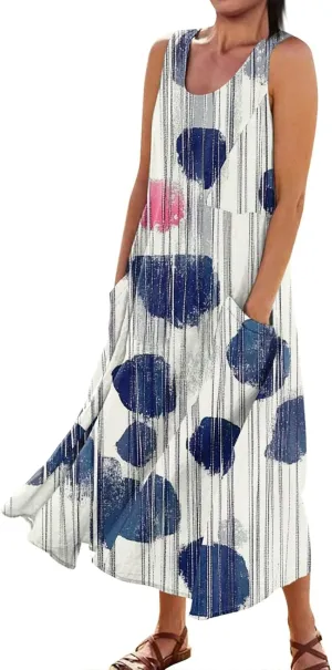 Womens Summer Dresses 2025 Trendy Stars Stripes Sleeveless Spaghetti Straps Maxi Dress 4th of July Patriotic Sundress