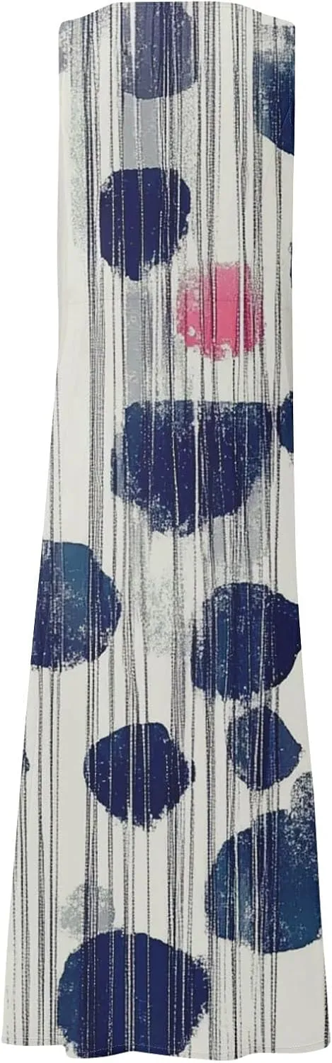 Womens Summer Dresses 2025 Trendy Stars Stripes Sleeveless Spaghetti Straps Maxi Dress 4th of July Patriotic Sundress