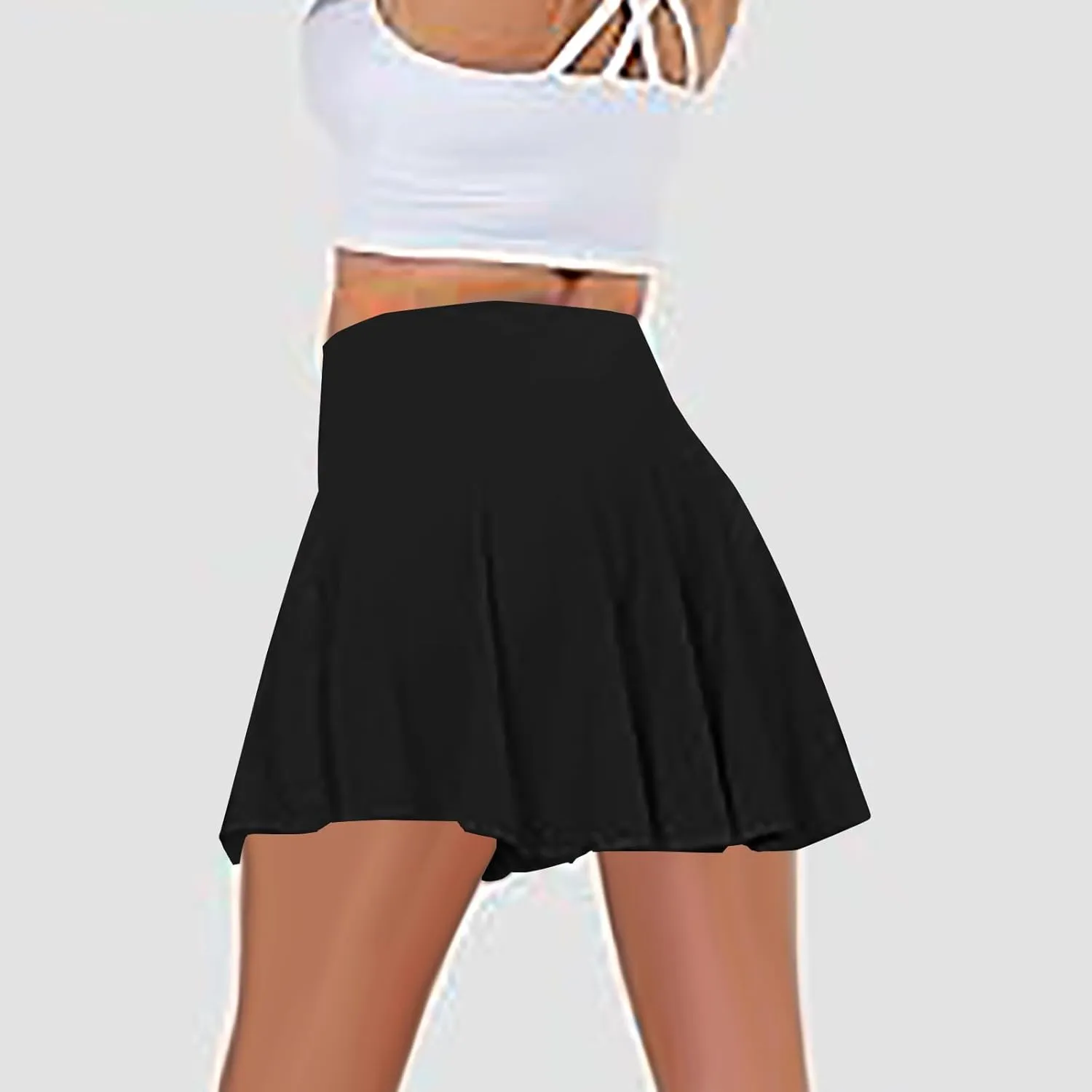 Womens Summer Tennis Skorts 2025 Quick Dry Ruffle Skirt Inner Shorts Solid High-Waisted Yoga Skort Gym Sports Clothes