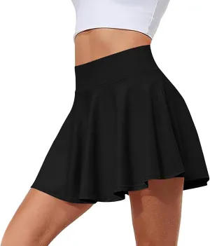Womens Summer Tennis Skorts 2025 Quick Dry Ruffle Skirt Inner Shorts Solid High-Waisted Yoga Skort Gym Sports Clothes