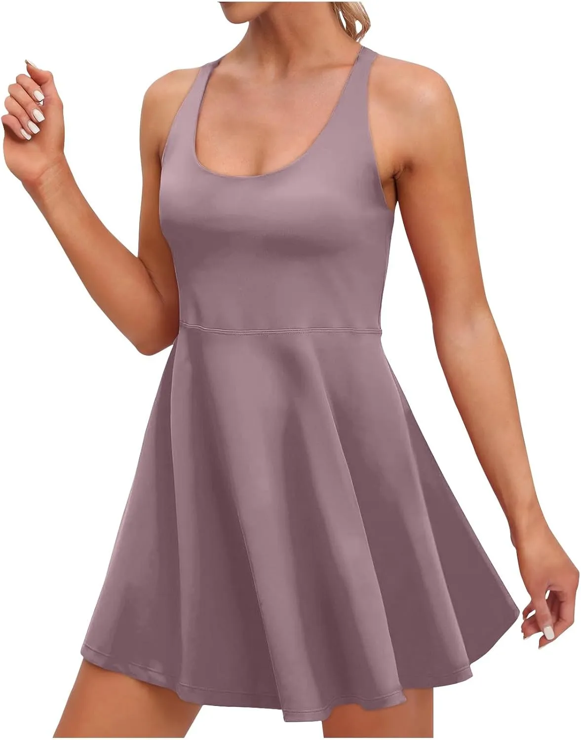 Womens Tennis Dress with Built in Shorts & Bra Adjustable Straps Athletic Workout Romper Dress Cute Mini Golf Dresses