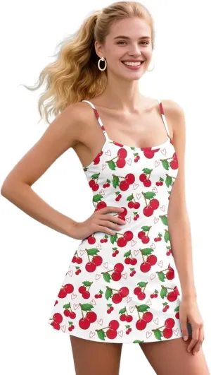 Womens Tennis Dress with Built in Shorts Spaghetti Strap Backless Sleeveless Golf Fashion Athletic Dress XS-2XL