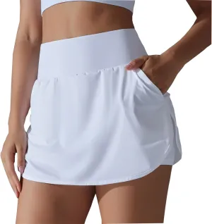 Womens Tennis Skorts Casual Trendy Skirt with Built-in Shorts Slimming Solid Golf Yoga Skort Summer Athletic Outfit