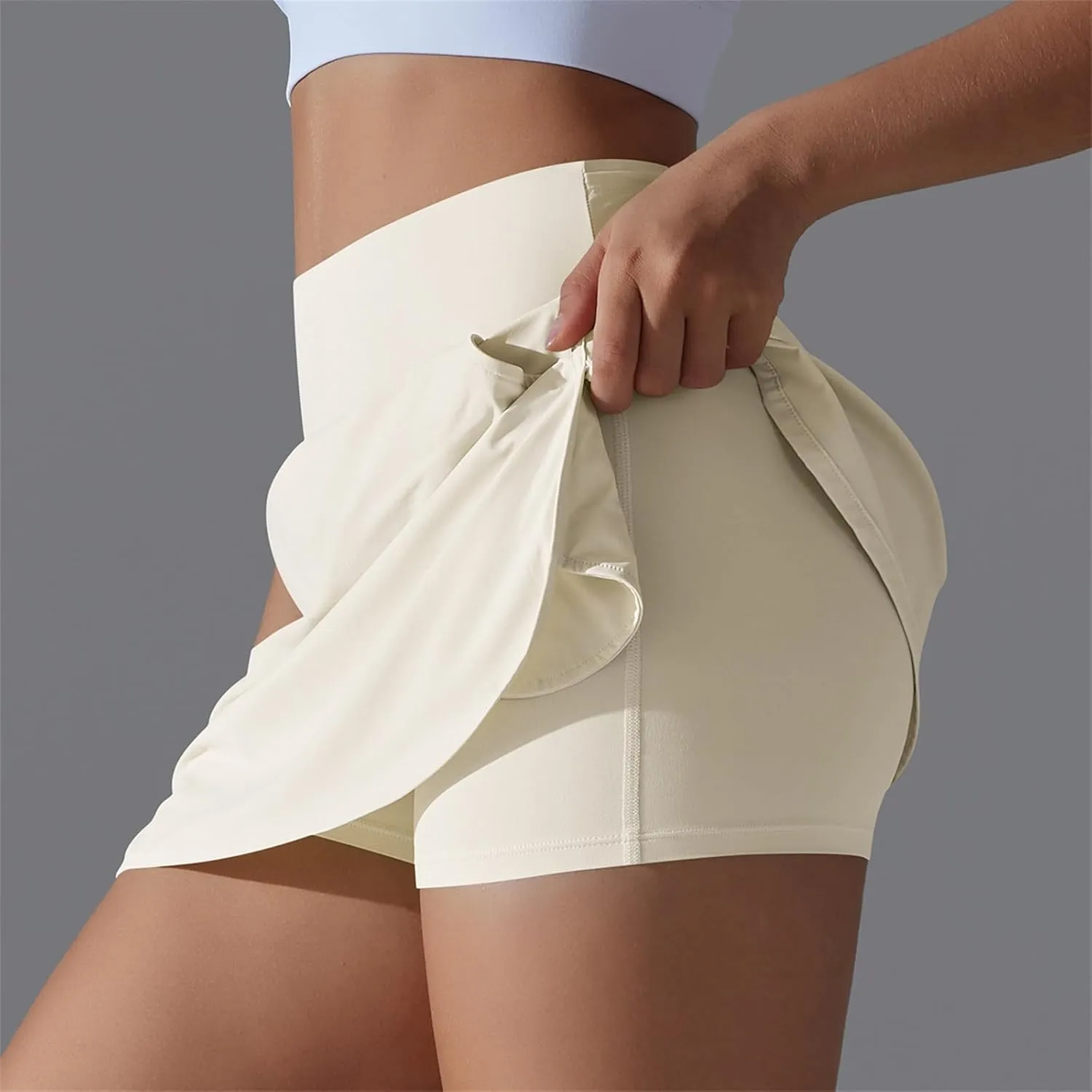 Womens Tennis Skorts Casual Trendy Skirt with Built-in Shorts Slimming Solid Golf Yoga Skort Summer Athletic Outfit
