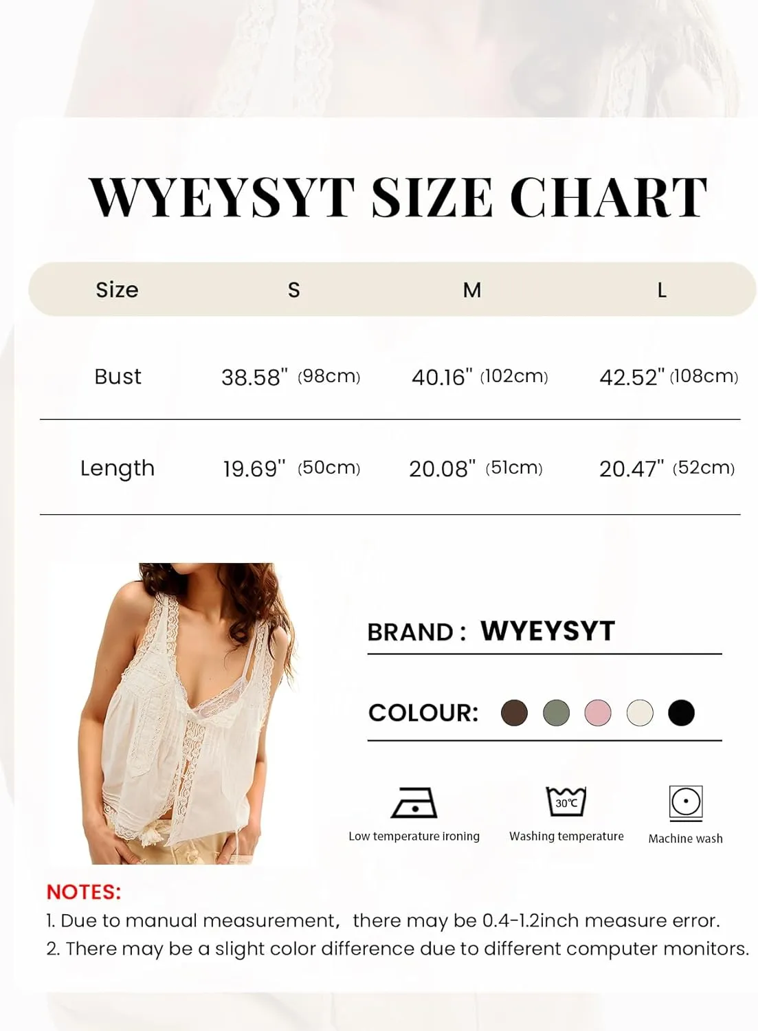 Wyeysyt Women Lace Trim Tank Tops Summer Flowers Boho Semi Sheer Tie Button Front Tops Sleeveless Mesh Going Out Cami Shirt