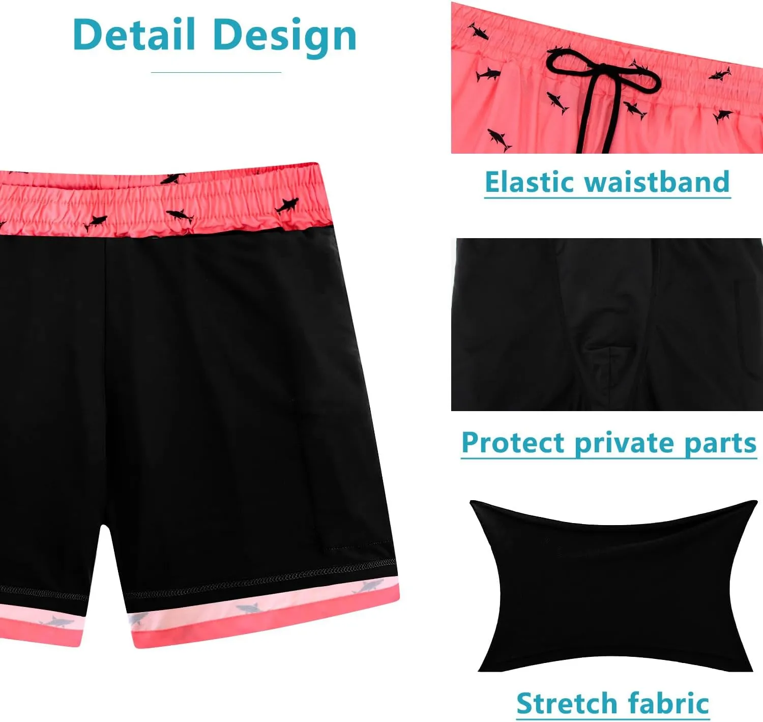XiaoMoSha Mens Swim Trunks with Compression Liner 7" Quick Dry Board Shorts Bathing Suit with Pockets Swimwear Swimsuit S-2XL