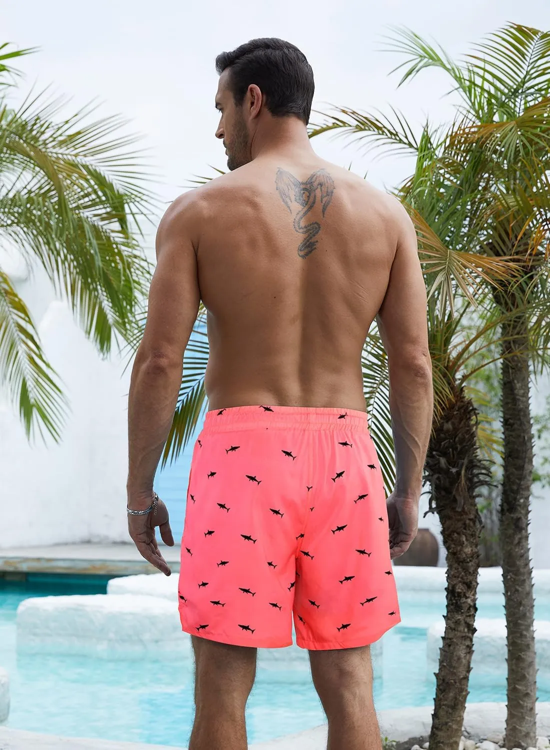 XiaoMoSha Mens Swim Trunks with Compression Liner 7" Quick Dry Board Shorts Bathing Suit with Pockets Swimwear Swimsuit S-2XL