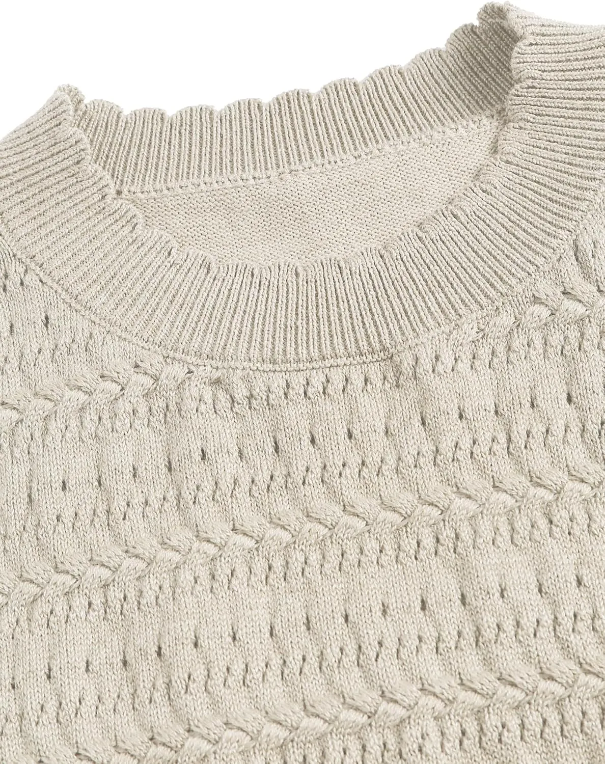ZAFUL Womens Crochet Sweater Vest Summer Sleeveless Crew Neck Hollow Out Knit Tank Tops